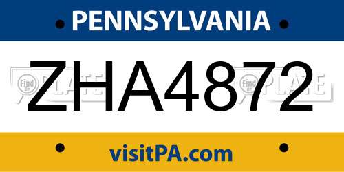 ZHA4872 Pennsylvania License Plate