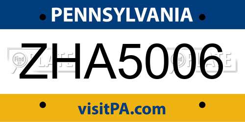ZHA5006 Pennsylvania License Plate