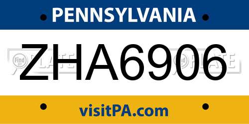 ZHA6906 Pennsylvania License Plate
