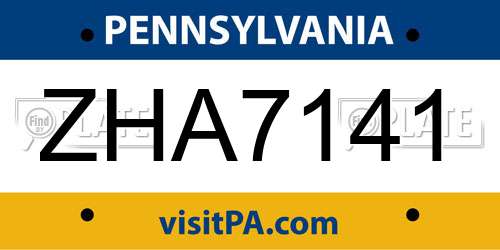 ZHA7141 Pennsylvania License Plate