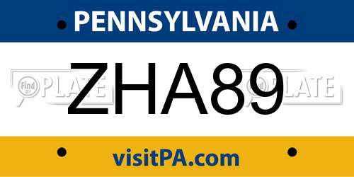 ZHA89 Pennsylvania License Plate