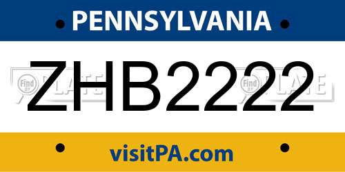 ZHB2222 Pennsylvania License Plate
