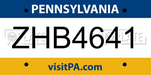 ZHB4641 Pennsylvania License Plate