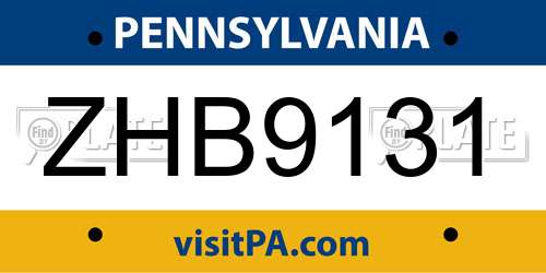 ZHB9131 Pennsylvania License Plate