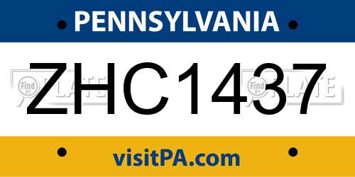 ZHC1437 Pennsylvania License Plate