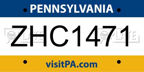 ZHC1471 Pennsylvania License Plate