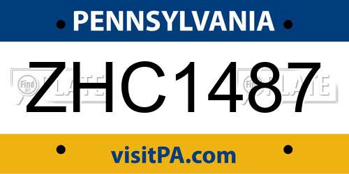 ZHC1487 Pennsylvania License Plate
