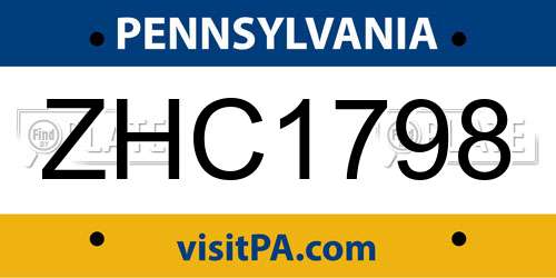 ZHC1798 Pennsylvania License Plate