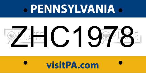 ZHC1978 Pennsylvania License Plate