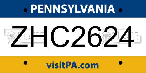 ZHC2624 Pennsylvania License Plate