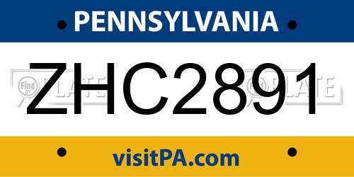 ZHC2891 Pennsylvania License Plate