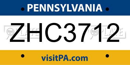 ZHC3712 Pennsylvania License Plate