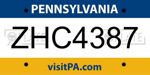 ZHC4387 Pennsylvania License Plate