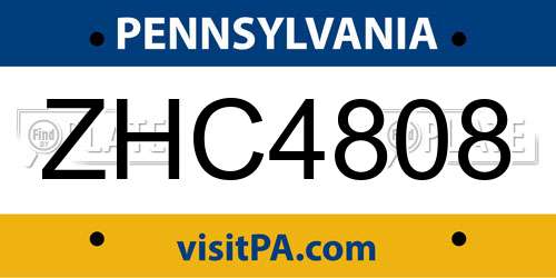 ZHC4808 Pennsylvania License Plate