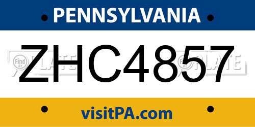ZHC4857 Pennsylvania License Plate