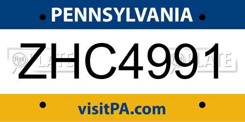 ZHC4991 Pennsylvania License Plate
