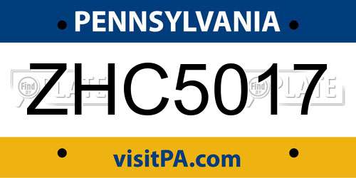 ZHC5017 Pennsylvania License Plate
