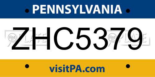 ZHC5379 Pennsylvania License Plate