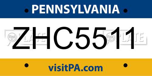 ZHC5511 Pennsylvania License Plate