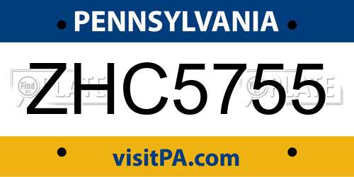 ZHC5755 Pennsylvania License Plate