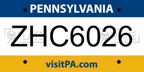ZHC6026 Pennsylvania License Plate
