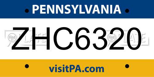 ZHC6320 Pennsylvania License Plate