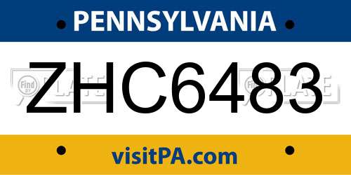 ZHC6483 Pennsylvania License Plate