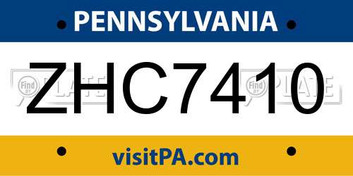 ZHC7410 Pennsylvania License Plate