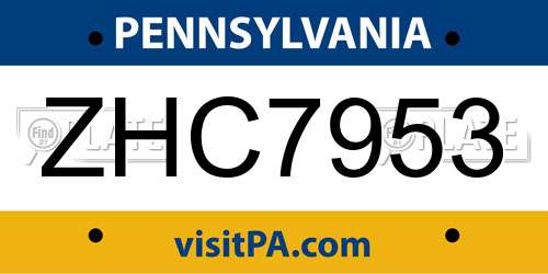 ZHC7953 Pennsylvania License Plate