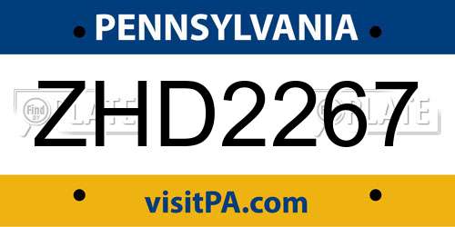 ZHD2267 Pennsylvania License Plate