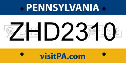 ZHD2310 Pennsylvania License Plate
