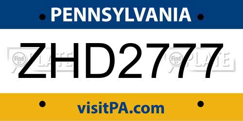 ZHD2777 Pennsylvania License Plate