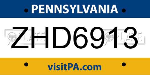 ZHD6913 Pennsylvania License Plate