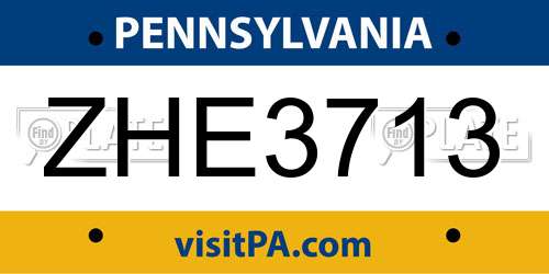 ZHE3713 Pennsylvania License Plate