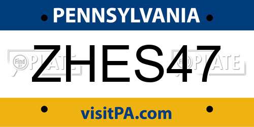 ZHES47 Pennsylvania License Plate