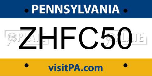 ZHFC50 Pennsylvania License Plate