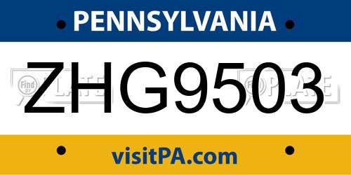 ZHG9503 Pennsylvania License Plate