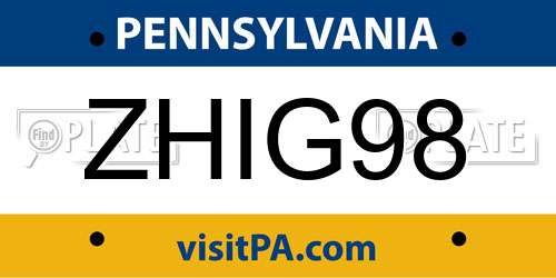 ZHIG98 Pennsylvania License Plate