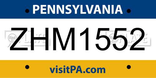 ZHM1552 Pennsylvania License Plate