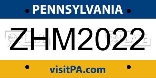 ZHM2022 Pennsylvania License Plate