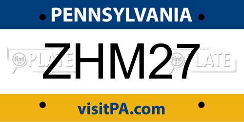 ZHM27 Pennsylvania License Plate