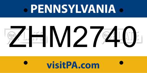 ZHM2740 Pennsylvania License Plate