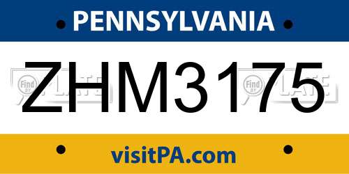 ZHM3175 Pennsylvania License Plate