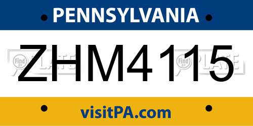 ZHM4115 Pennsylvania License Plate
