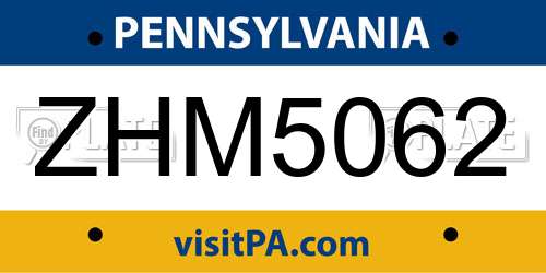 ZHM5062 Pennsylvania License Plate