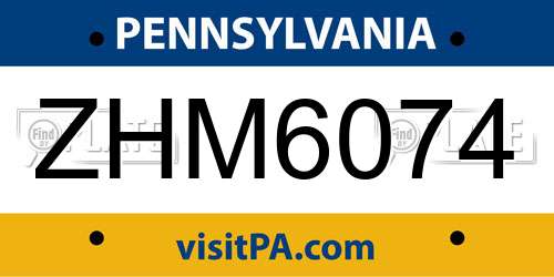 ZHM6074 Pennsylvania License Plate