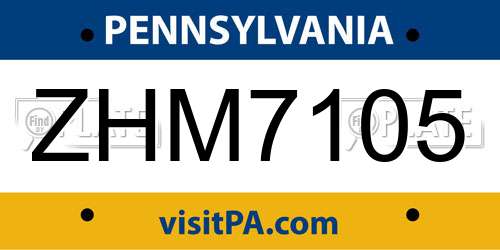 ZHM7105 Pennsylvania License Plate