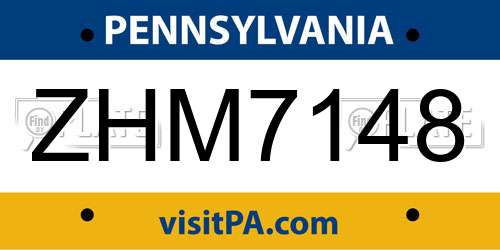 ZHM7148 Pennsylvania License Plate