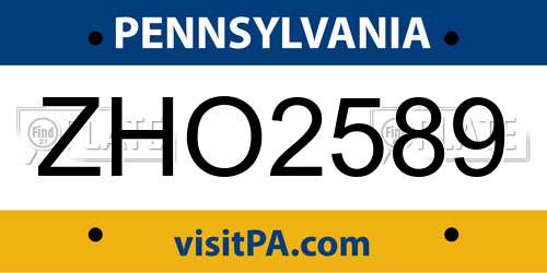 ZHO2589 Pennsylvania License Plate
