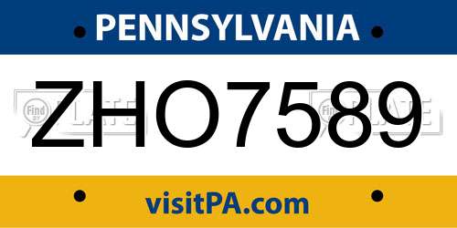 ZHO7589 Pennsylvania License Plate
